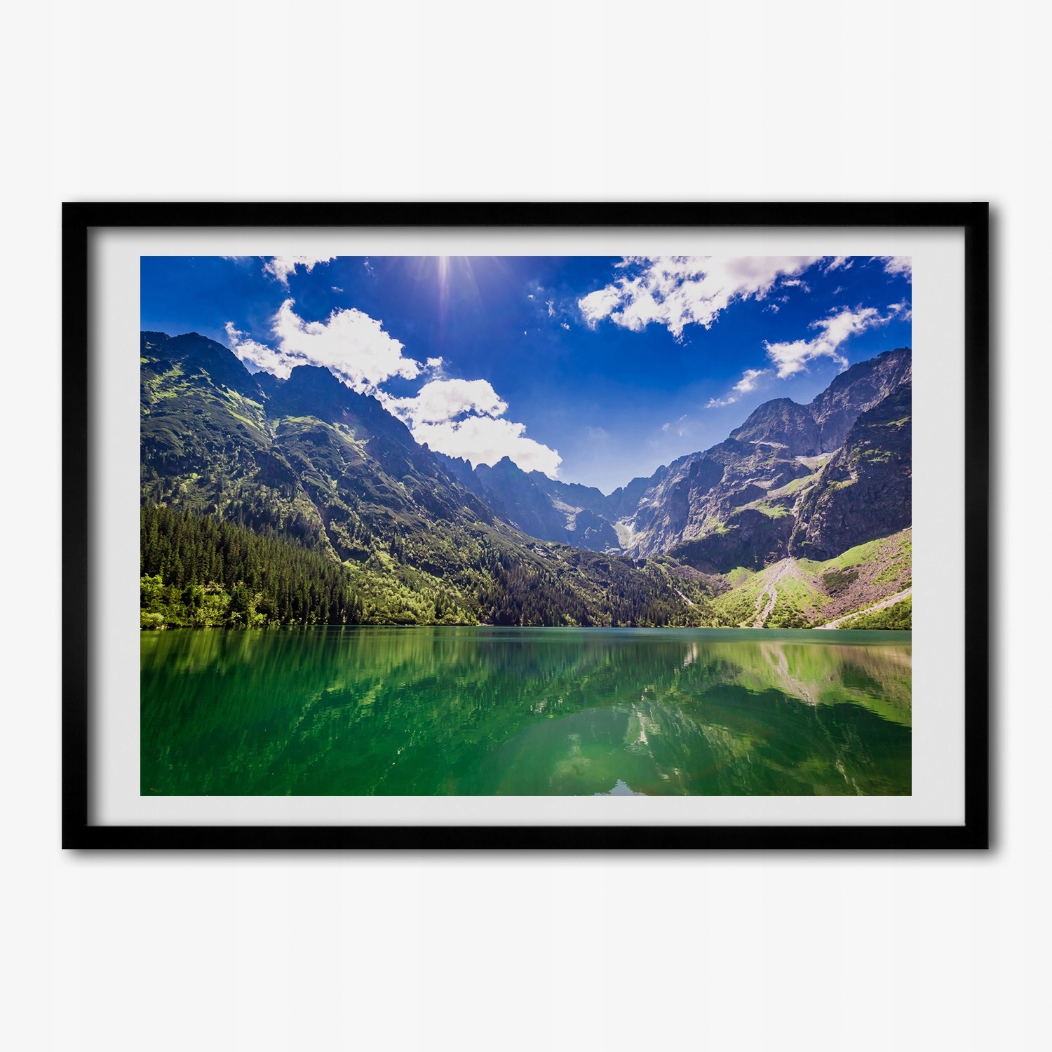 Závěsný obraz s Mdf rámečkem Mořské oko Tatry 70x50