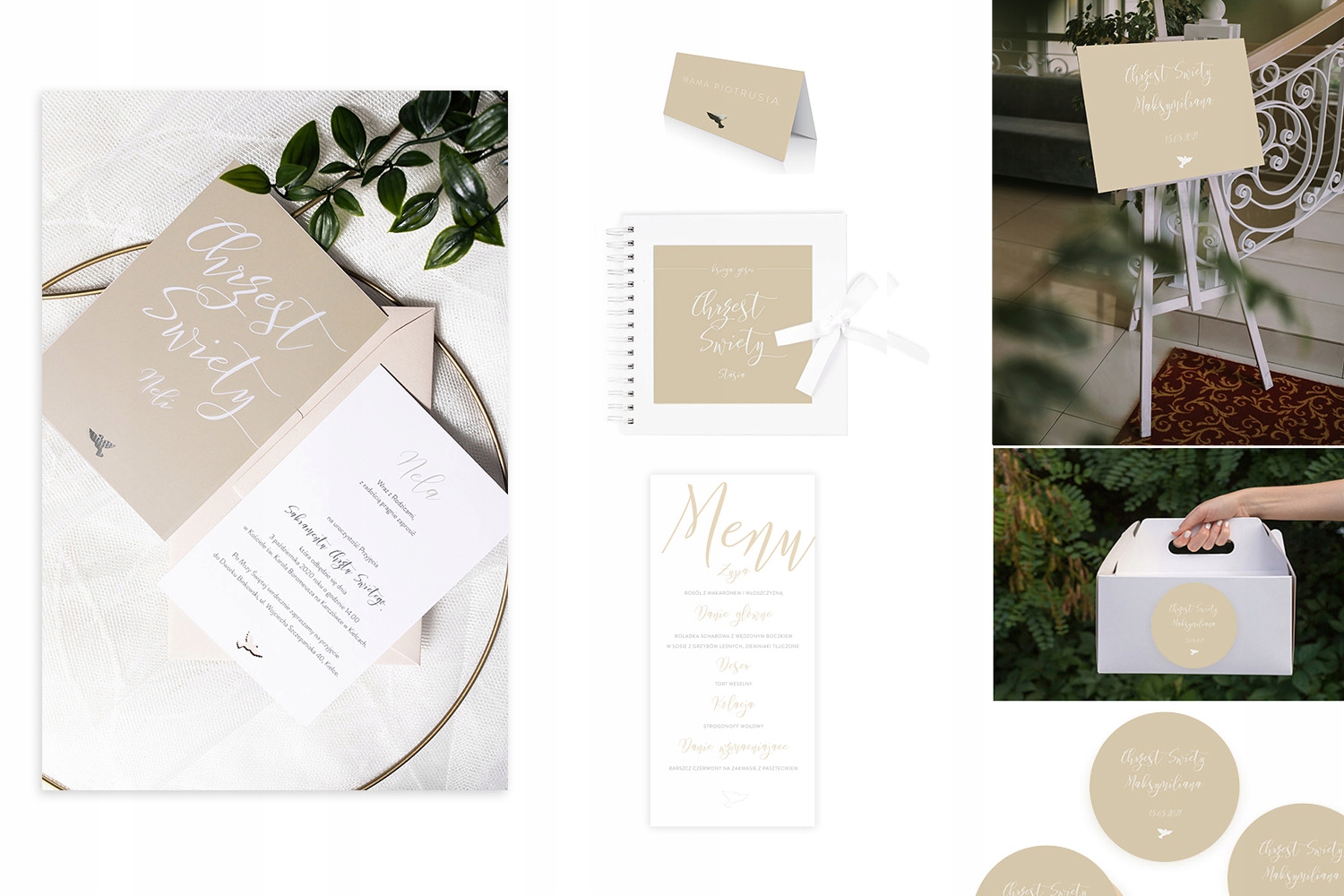 Brązowa tablica powitalna na chrzest plakat A3 Kolor dominujący brązowy