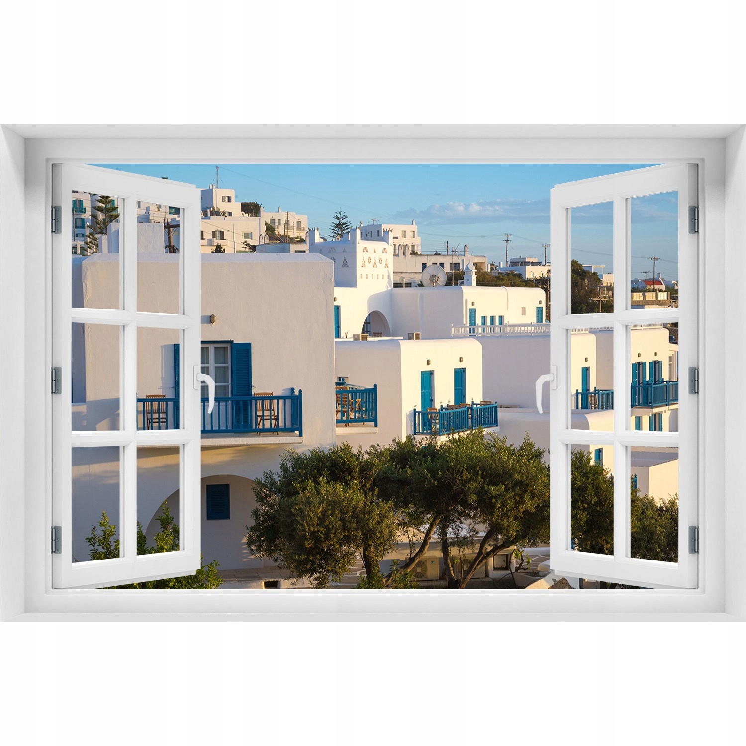 

Fotoobraz Naklejka ścienna 3D Okno Mykonos Grecja