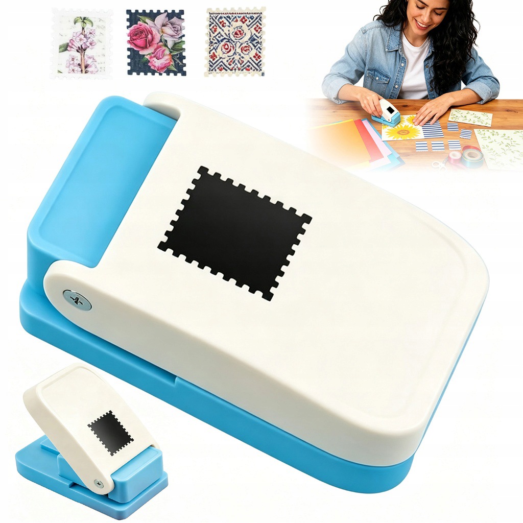Ozdobný Děrovač Poštovní Známky Rámeček Pro Scrapbooking Modrý Set