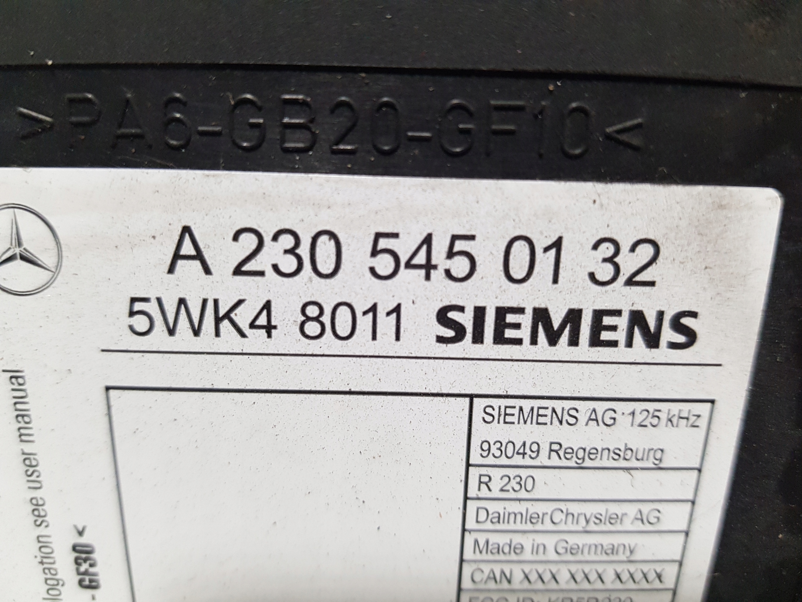module control unit KEYLESS GO MERCEDES W221 SL R230 W230 A2305450132