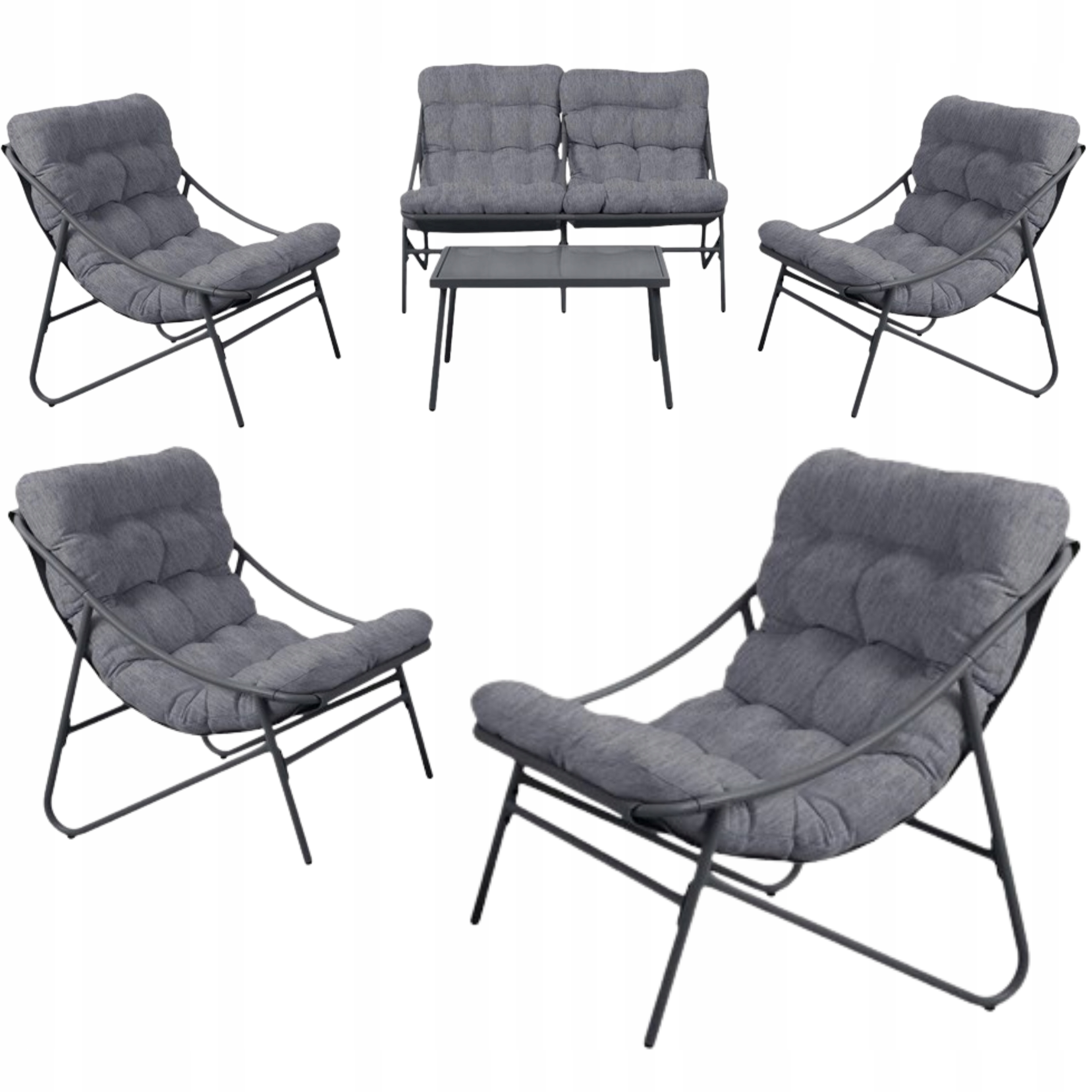 Zestaw Mebli Ogrodowych Sofa Stolik 2 Fotele Na Taras Balkon Grube Poduszki