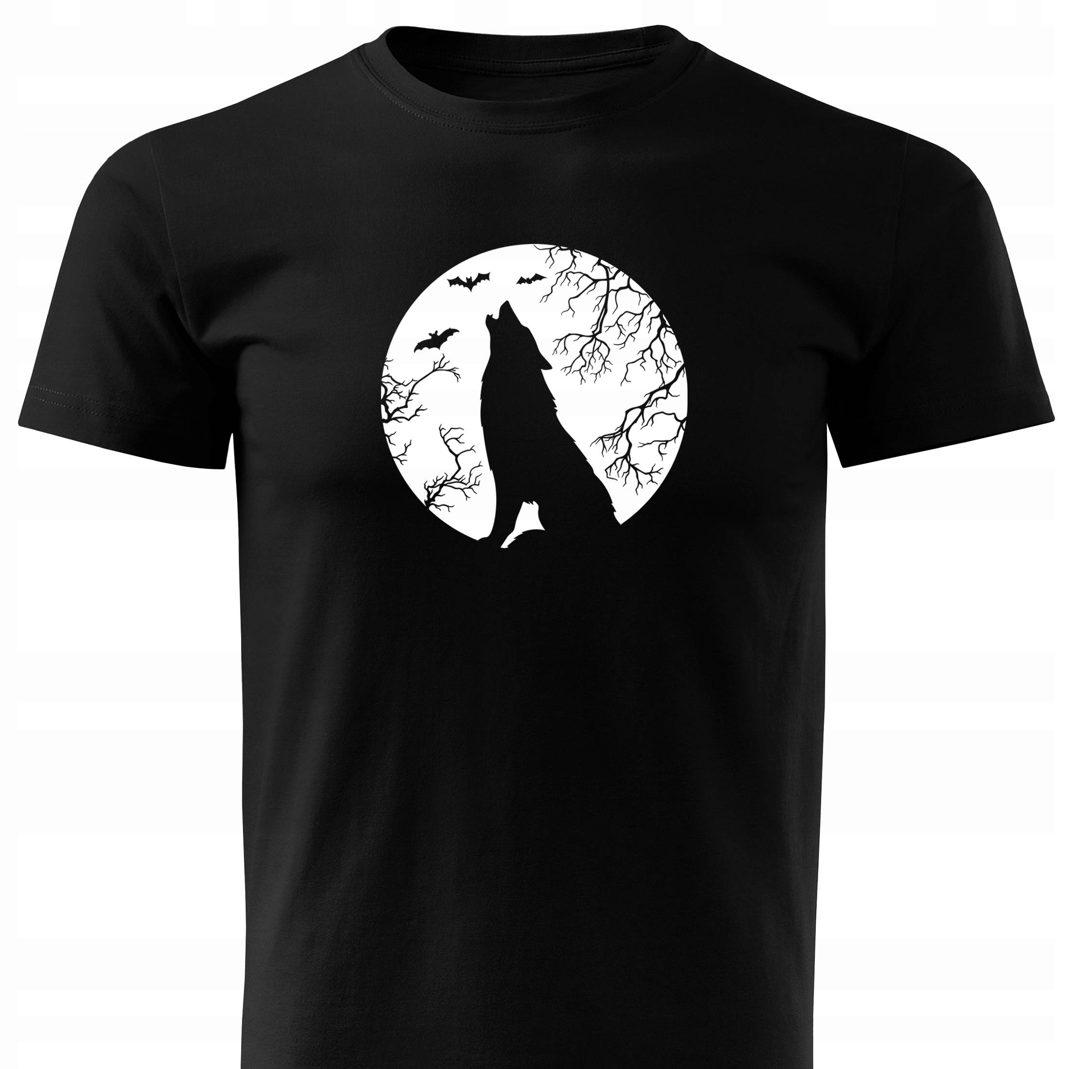 

Męski T-shirt Wyjący Wilk Do Księżyca