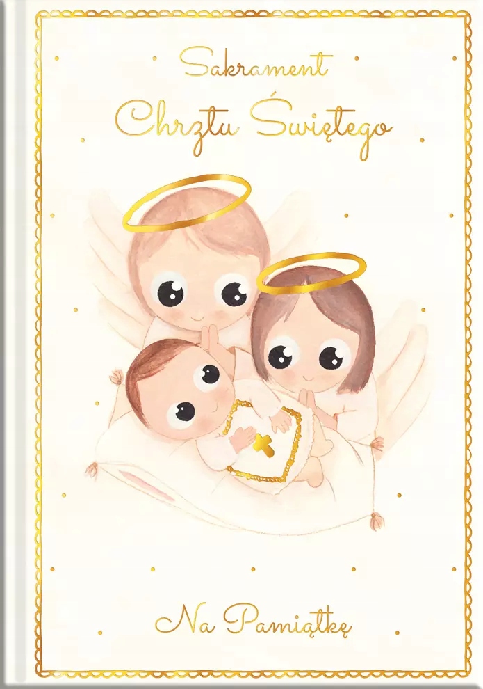 PAMIĄTKA CHRZTU ŚWIĘTEGO KSIĄŻECZKA A5 ANIOŁKI KARNET ŻYCZENIA PREZENT