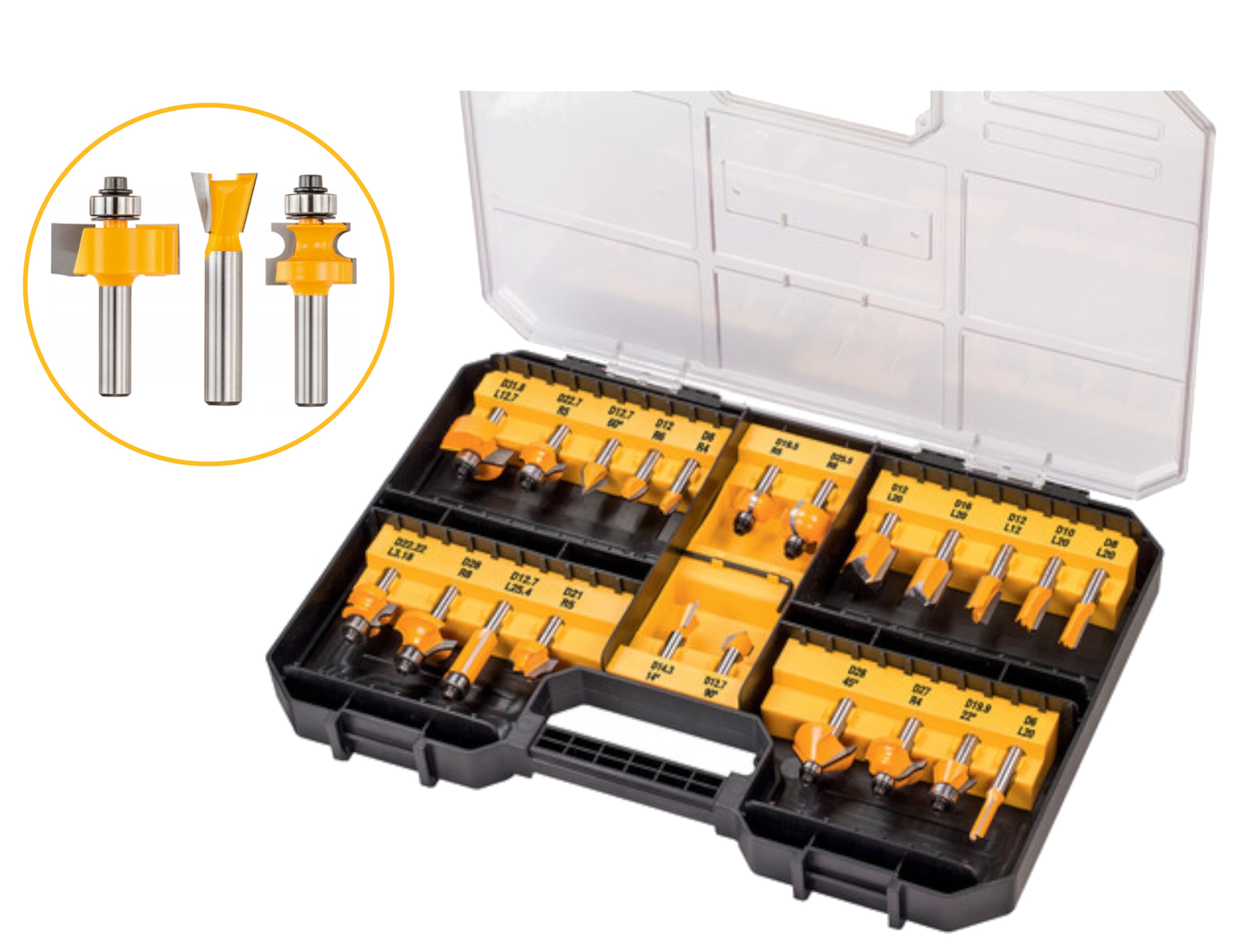 Zestaw frezów do drewna 22szt. DeWALT DT90017