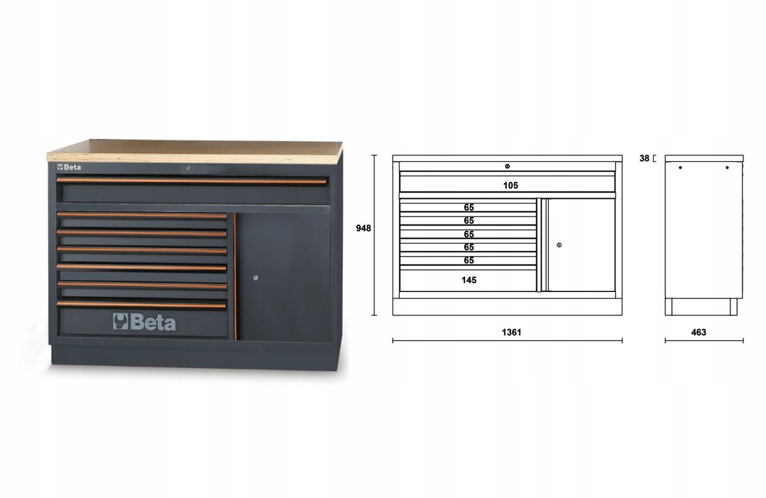 ZESTAW MEBLE WARSZTATOWE MODULOWE BETA C45PRO EW Producent code 4500 C45PRO EW