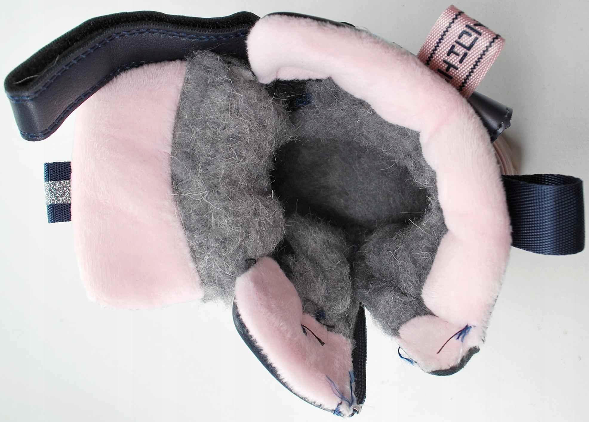 Granatowe ocieplane naturalnym futrem kozaki dla dziewczynki zima rzep 29 Płeć dziewczynki