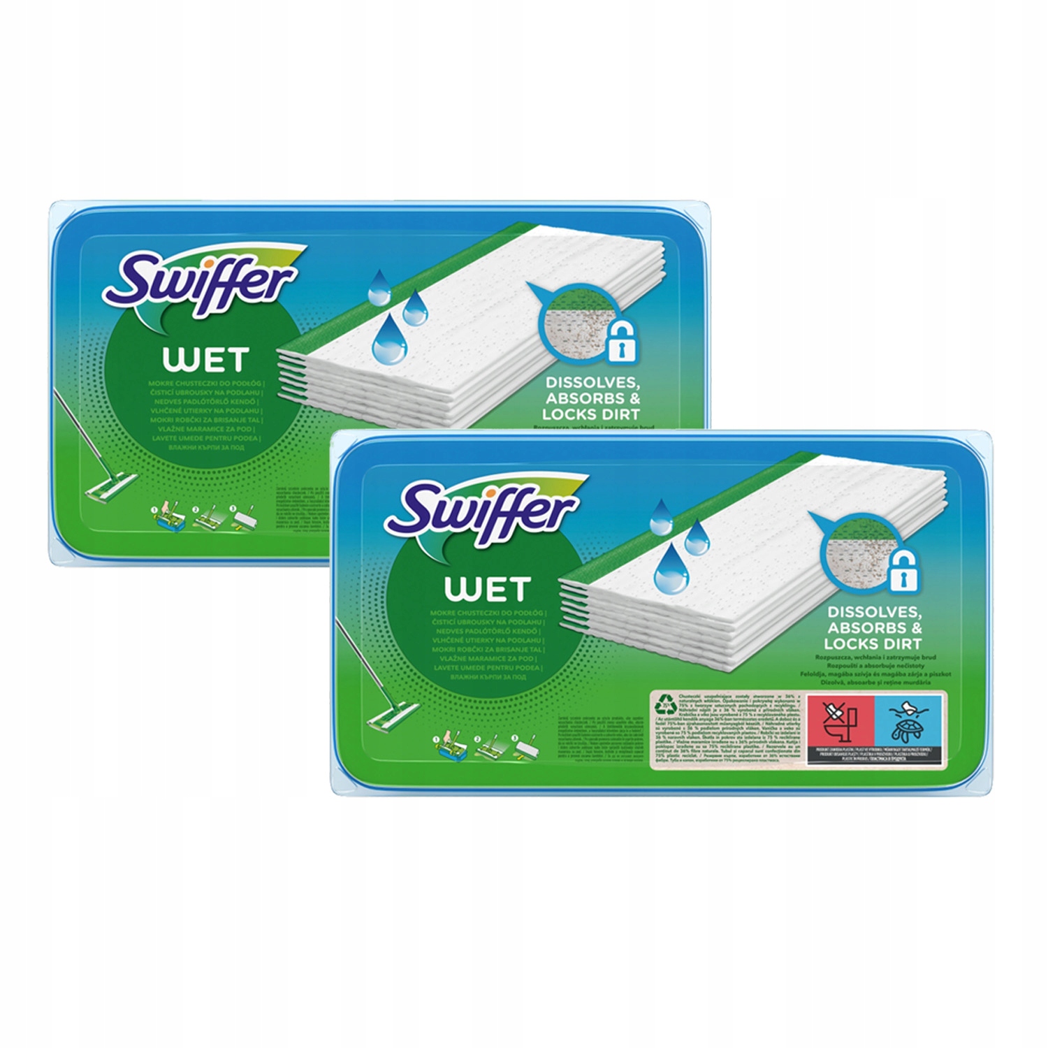 Swiffer Wet Mokré ubrousky na podlahy Náhradní Utěrky 2x20 ks