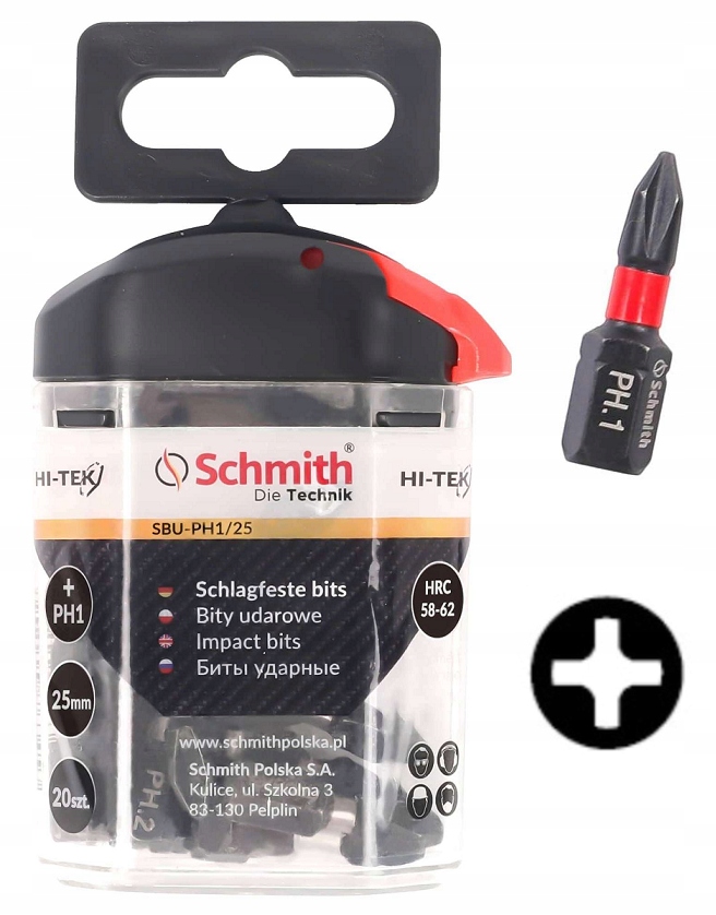 

Bity Udarowe Zestaw PH1 25mm 20szt Bit Schmith