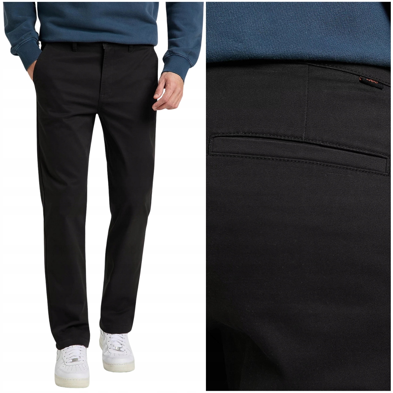 Lee Regular Chino Black bavlněné látkové kalhoty chinosy W38 L32