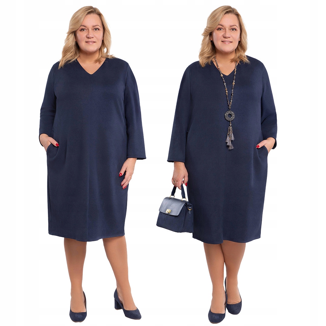 Tmavě modré semišové šaty 48/50