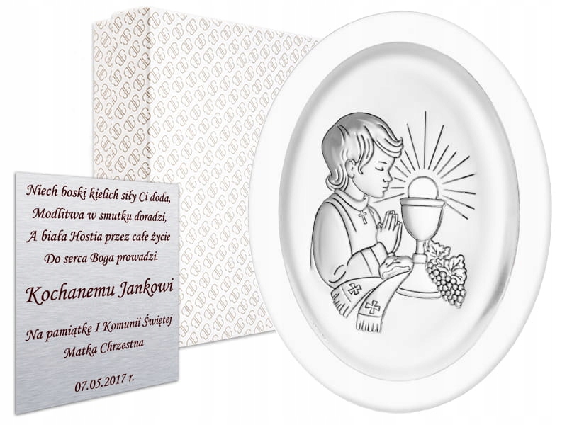 dárek První Svaté Přijímání Svaté Stříbrný obrázek na přijímání pro chlapce