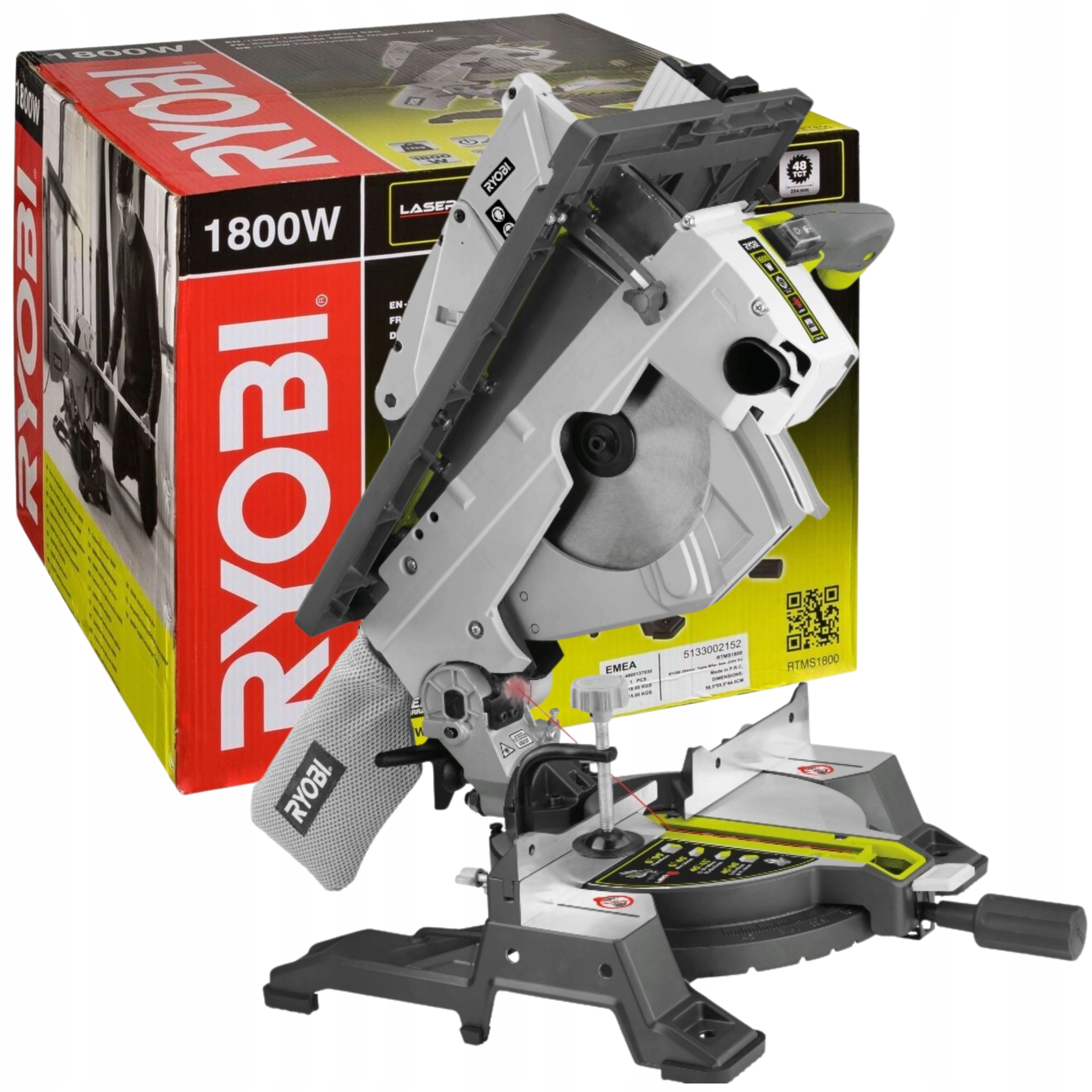 Ukośnica Pilarka Stołowa 2W1 1800W 254MM 4800 Obr/min RTMS1800-G Ryobi