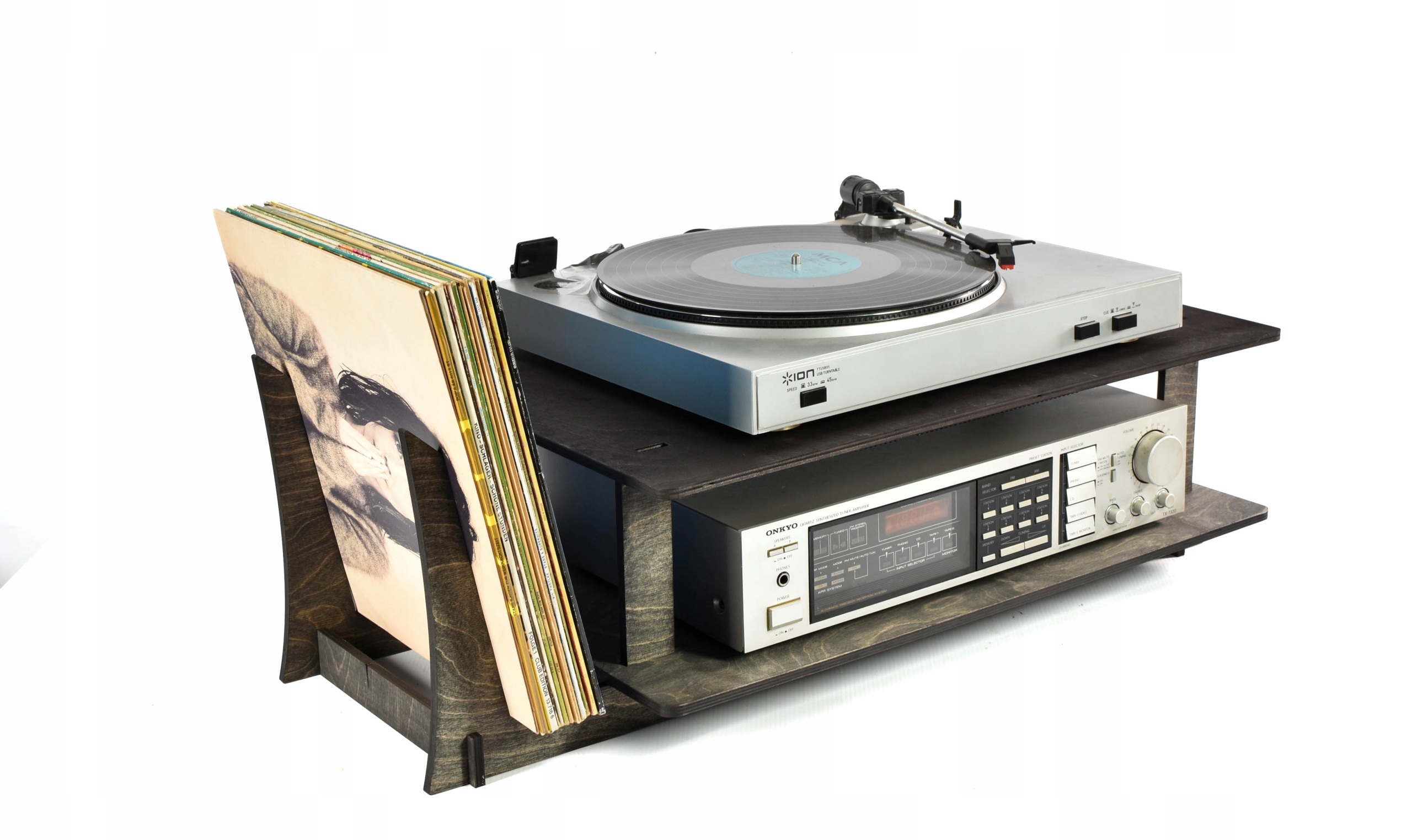 Stojan gramofónové vinylové platne zosilňovač separátor skriňa vinylový regál