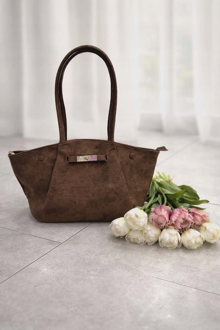 Taška Gallantry Kj 62082-3 Shopperka Čokoládová Semišová Kabelka