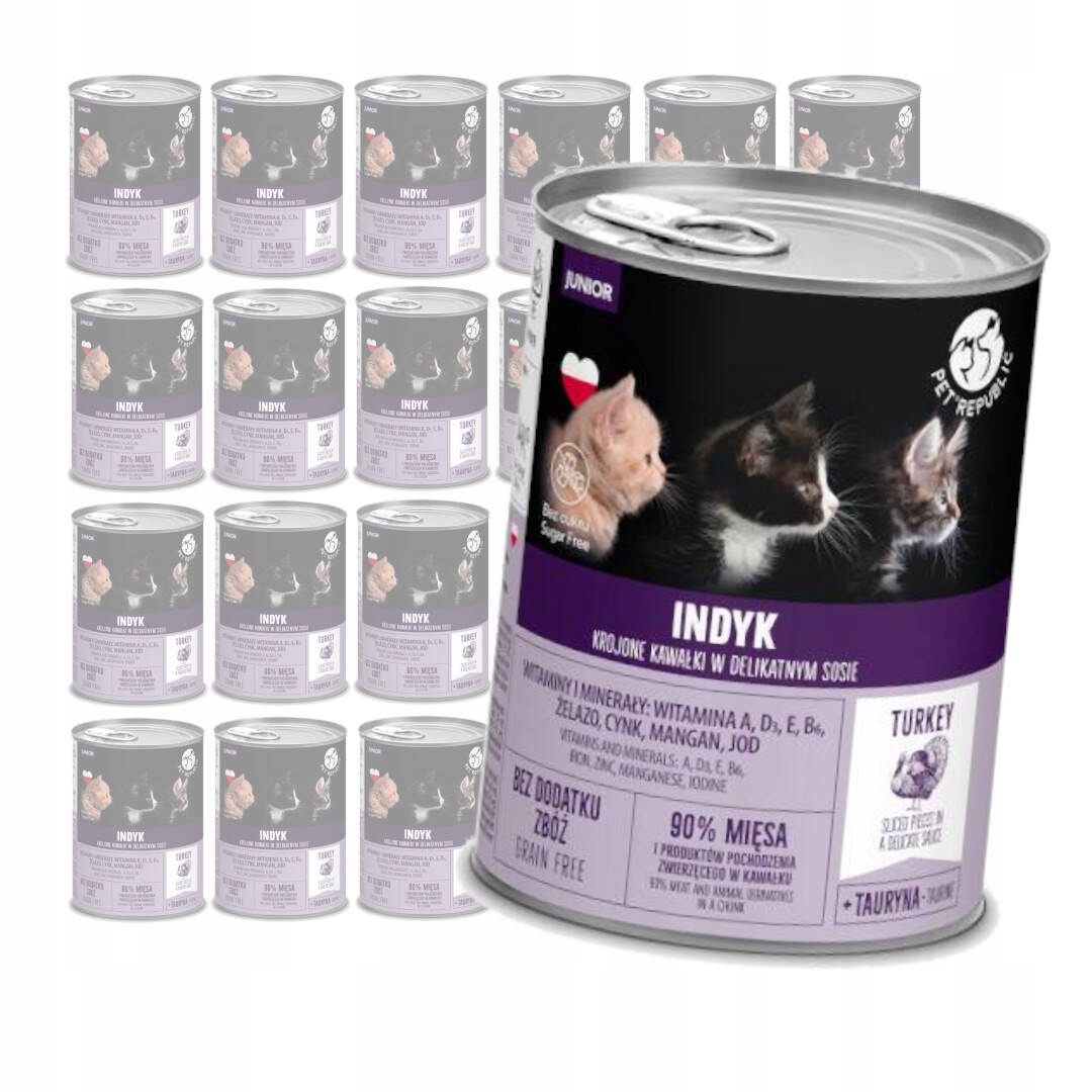 Levně PetRepublic Junior Bezobilné Vlhké Krmivo pro koťata 24x400g Krůta v omáčce