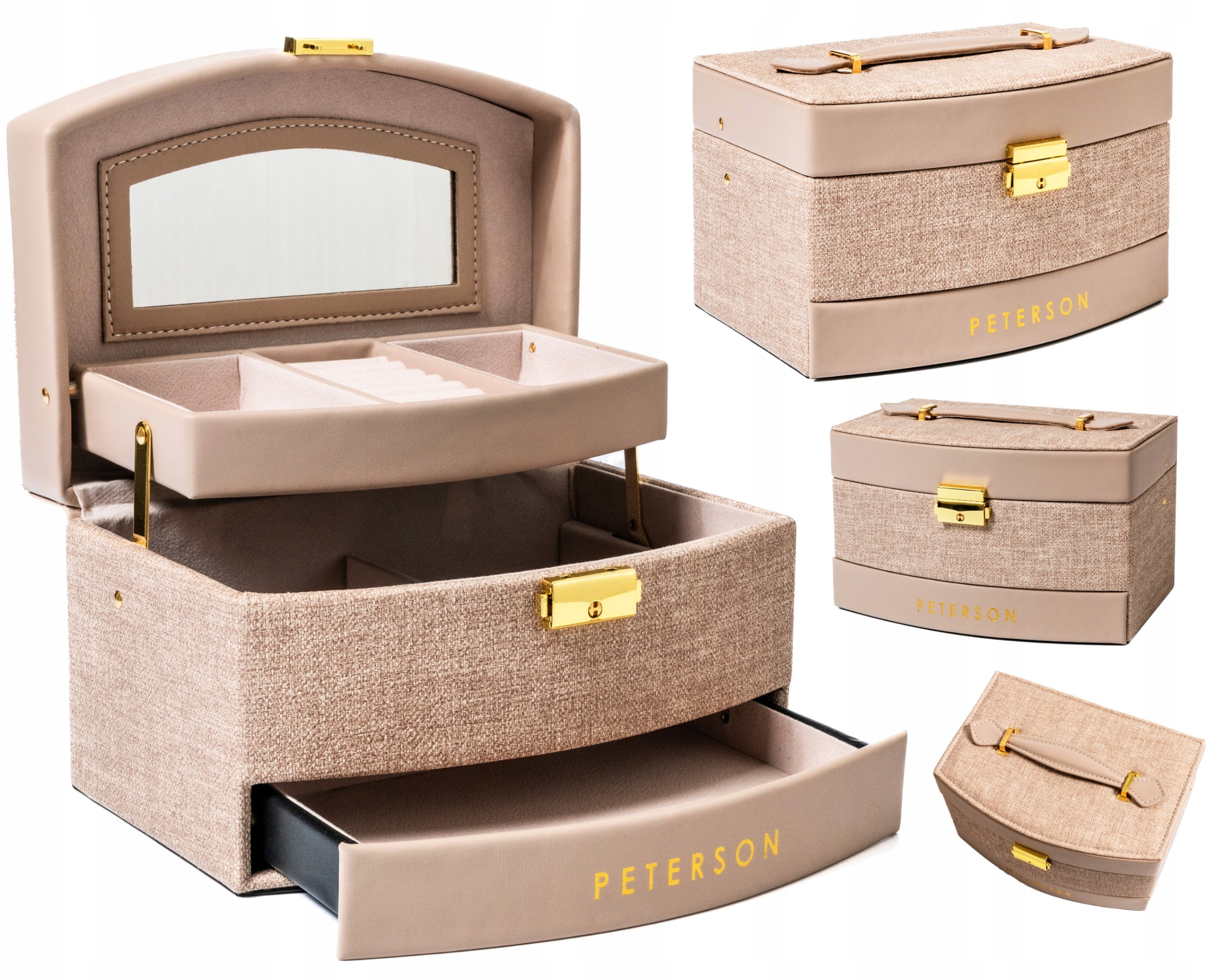 Peterson rozkládací šperkovnice, prostorná kufřík na šperky se zámkem