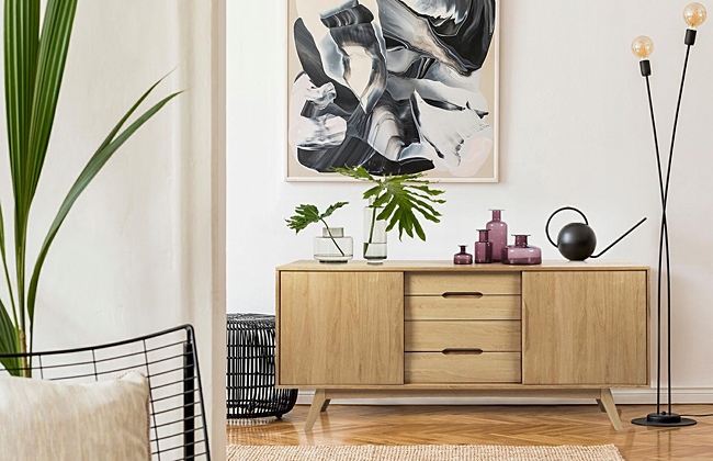 SKANDYNAWSKA DREWNIANA KOMODA DĘBOWA Z SZUFLADAMI Głębokość mebla 44 cm