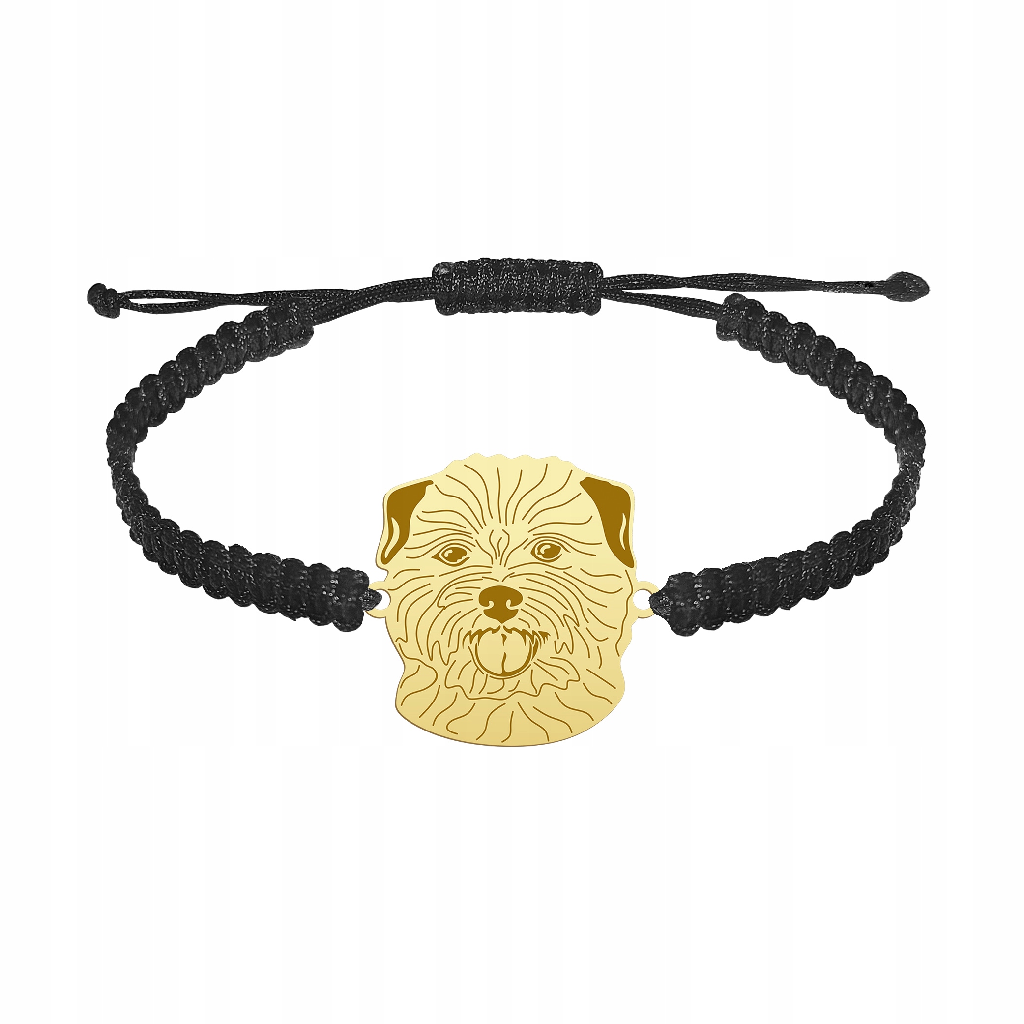 Zlatý náramek s norfolk teriérem 925 Makramé Dárek Žena Gravírování