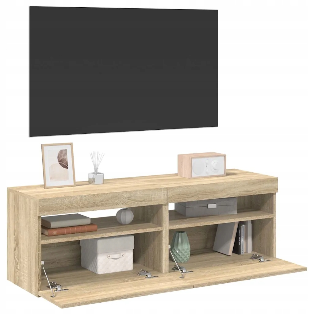 Tv skříňky s Led osvětlením 2 ks dub sonoma 60 x 35 x 40 cm Hnědá 804416