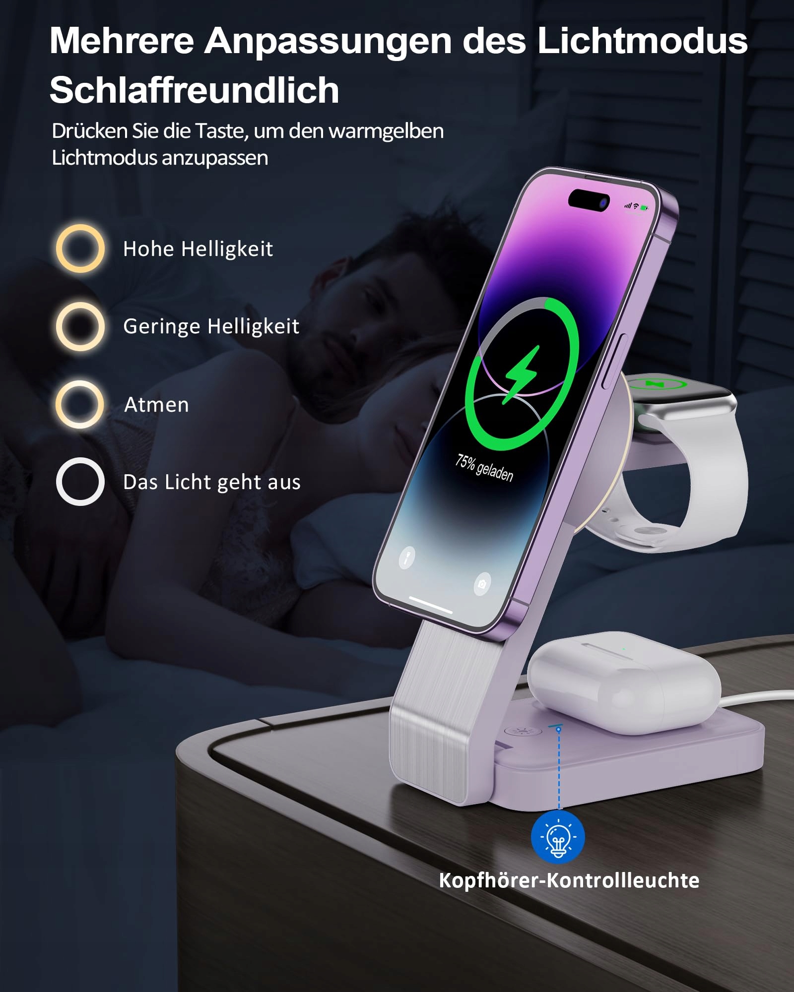 ADADPU SKŁADANA ŁADOWARKA BEZPRZEWODOWA DO IPHONE I APPLE WATCH 3W1 — miniatura 6
