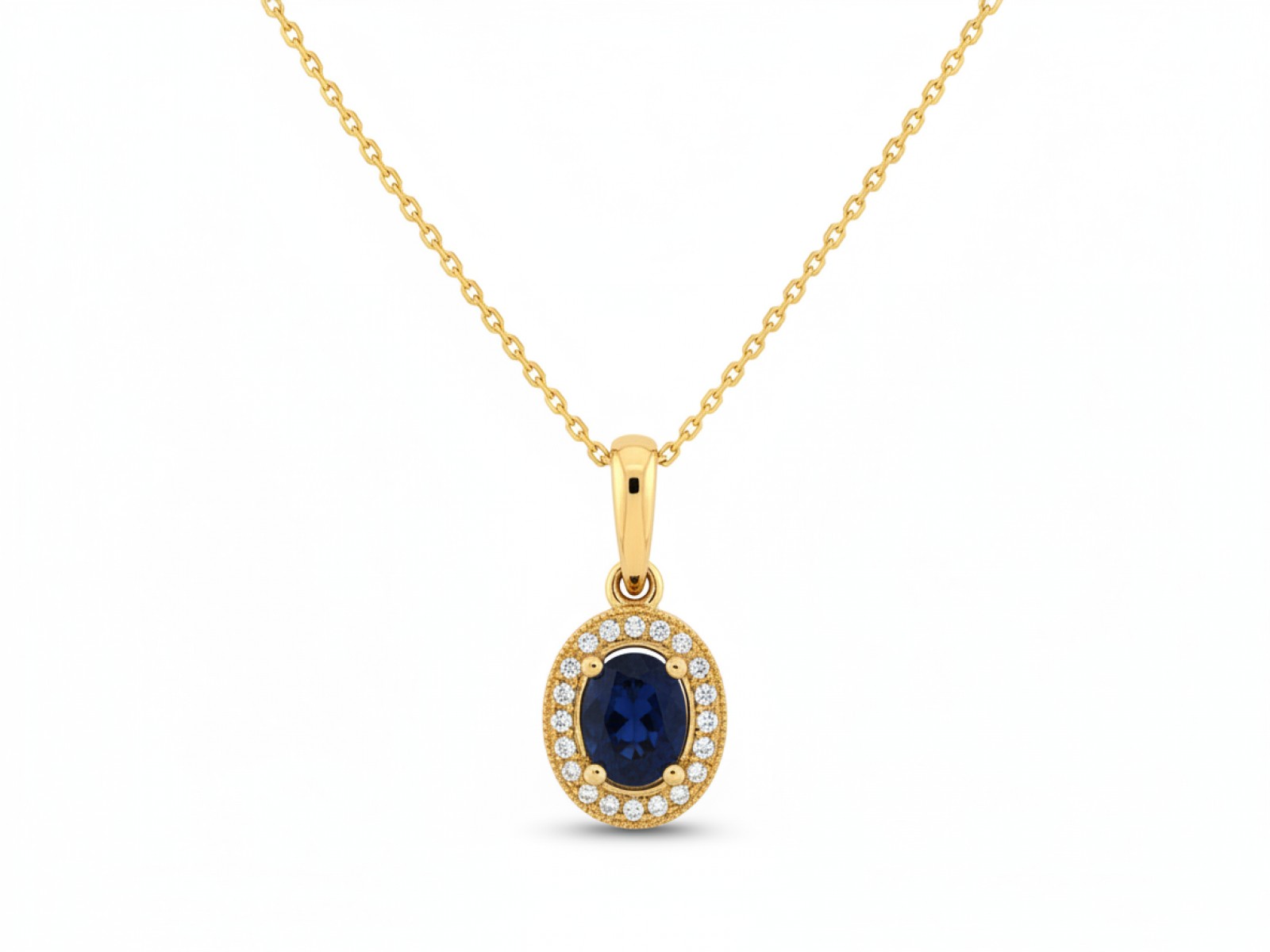Náhrdelník ze zlata 585 přívěsek markýza se safírem a brilianty 0,037 ct r45
