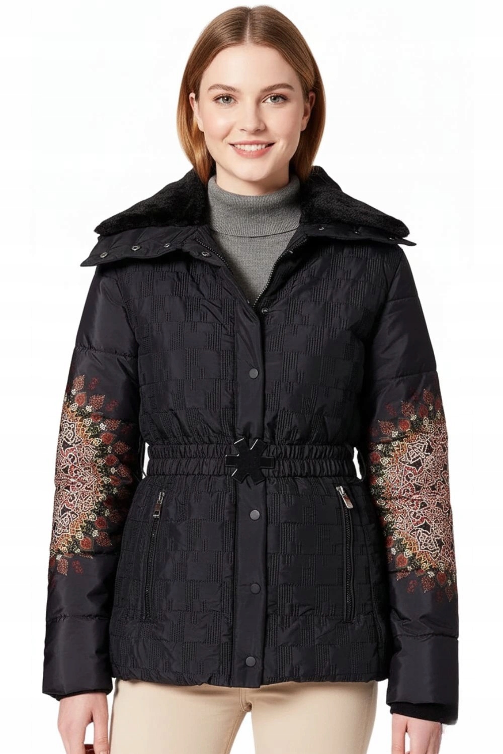 Desigual dámská zimní zateplená péřová bunda kožíšek, černá, vel. 36