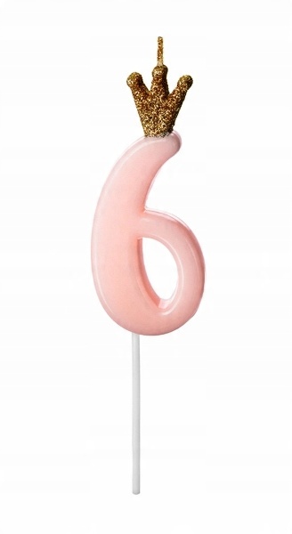 

Świeczka urodzinowa Cyferka 6 jasnoróżowa 9,5cm