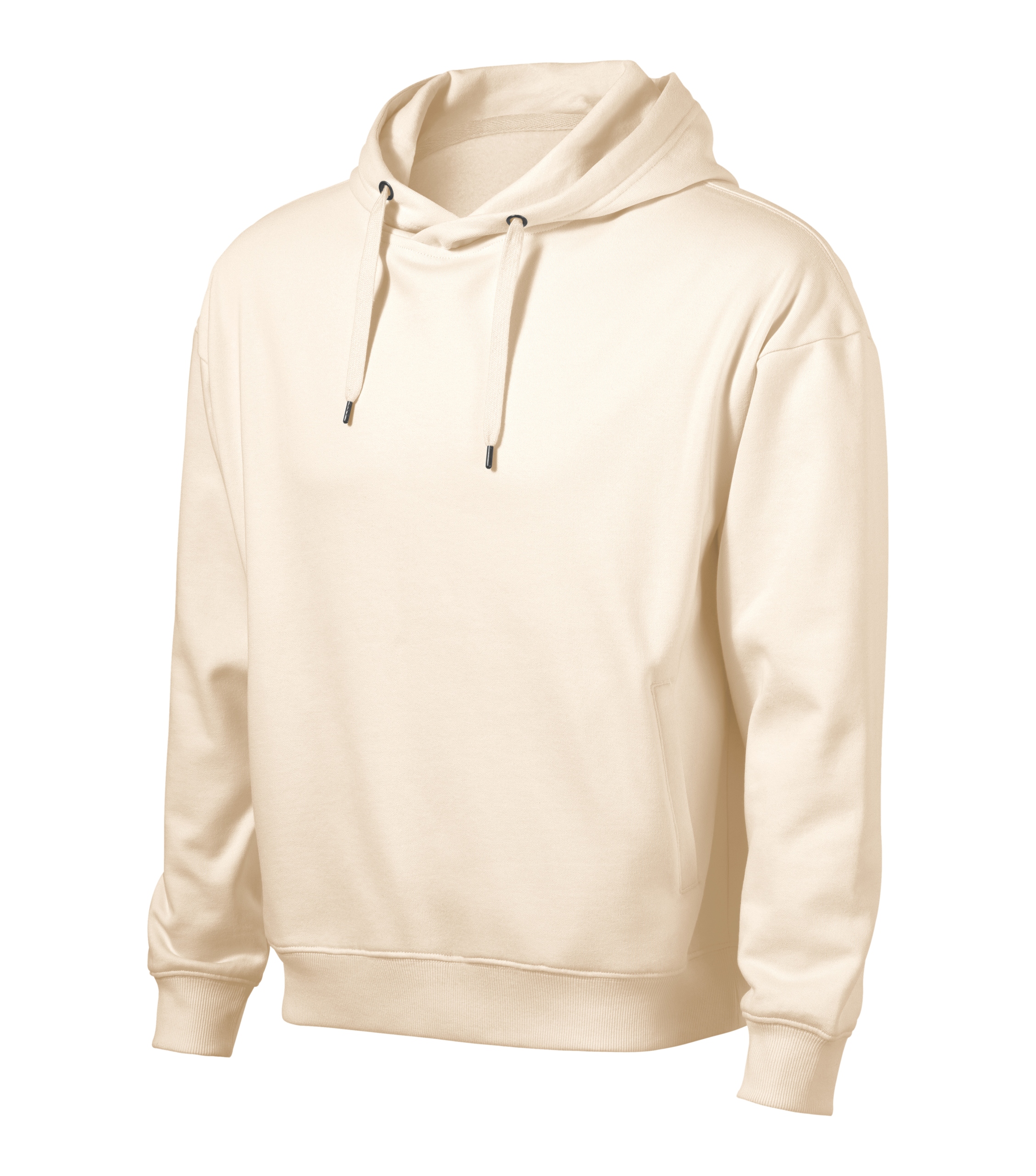 pánská mikina s kapucí mandlová, hladké kapsy, klokanka S