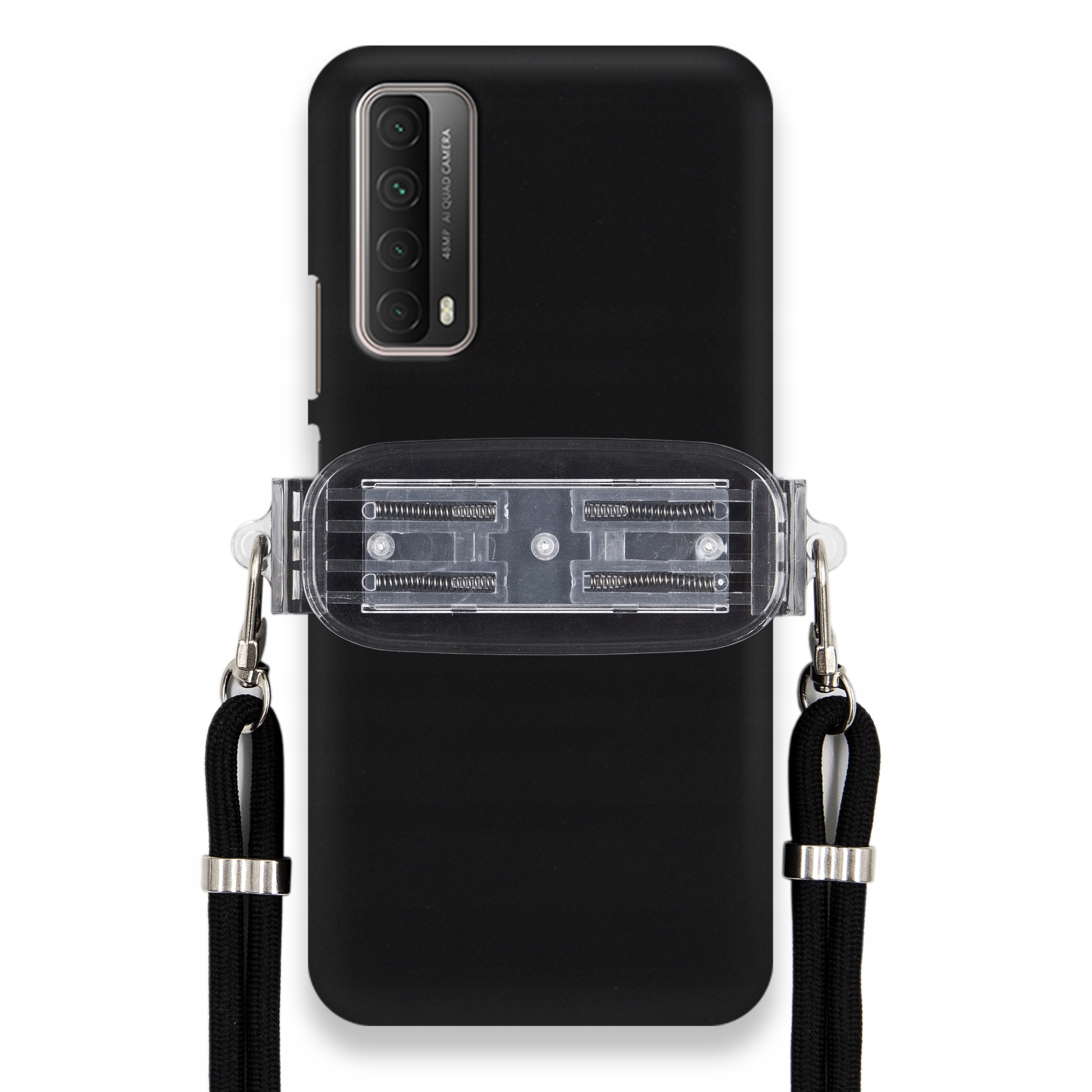 Pouzdro Pro Huawei P Smart 2021 Smooth Case Univerzální Držák, Černá Šňůrka