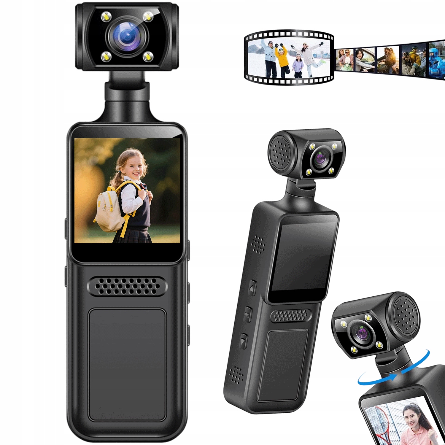 Kamera Rowerowa 4K Na Klips Wifi 1500MAH Nagrywanie W Ruchu 180° Obrotu