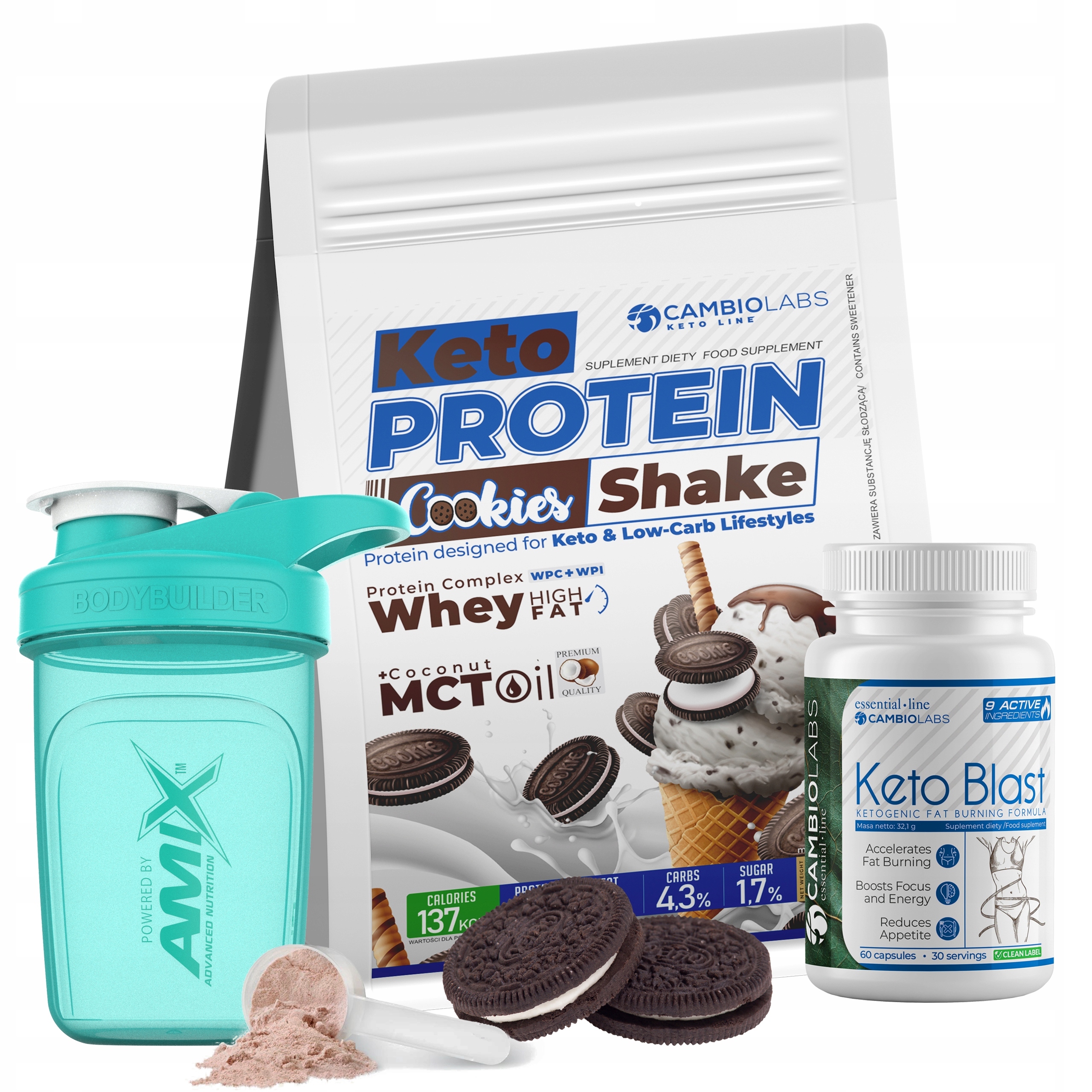 Spalovač Keto Fat Burner CambioLabs Keto Shake Proteinový koktejl,Jídlo