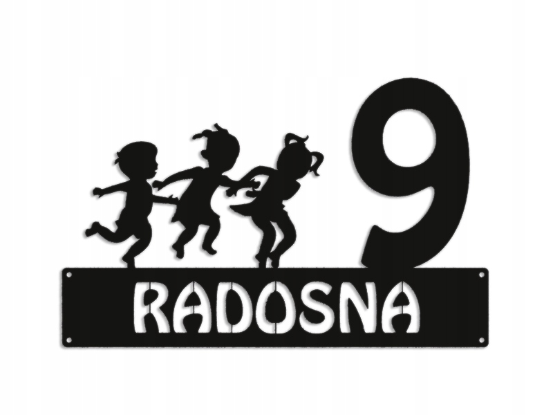 Číslo Na Dom 48 cm Tabuľa Adresa Oceľ 2 mm ul. Radosna