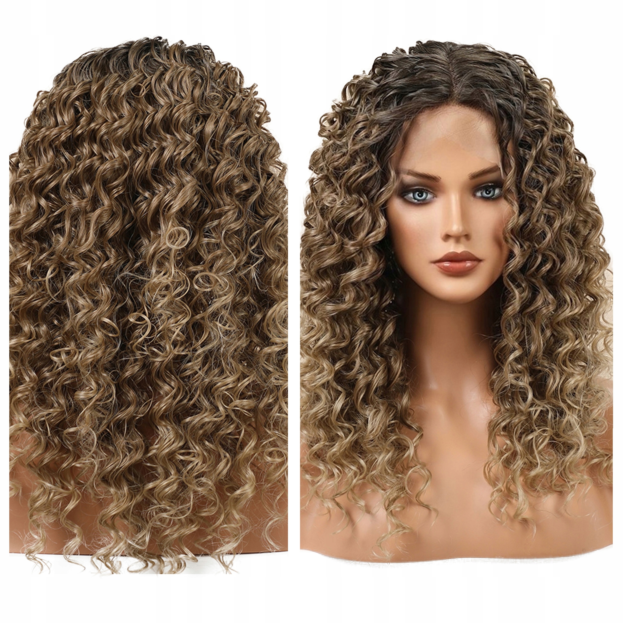 Peruka ombre brąz Jak Naturalne Lace Front loki