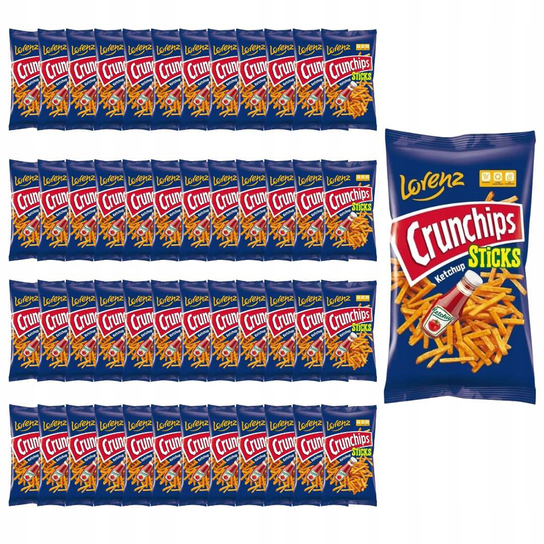 Levně Bramborové chipsy Crunchips Sticks s příchutí kečupu 70 g x 48 kusů