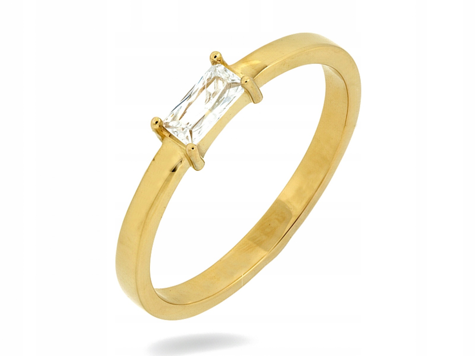 Prstýnek 585 s Obdélníkovou bílou zirkonií 11r, elegantní vzor 1,85 g