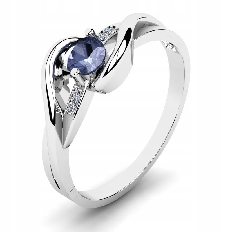 

Pierścionek Z Białego Złota Tanzanit Z Brylantami