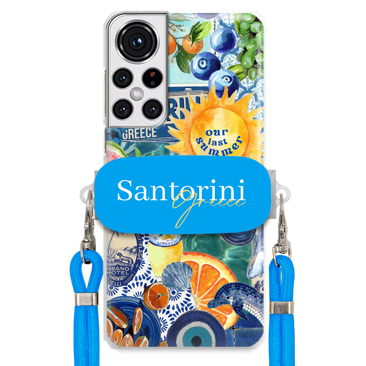 Pouzdro pro Samsung S22 Plus Modré Crossbody vodítko držák Santorini Sea