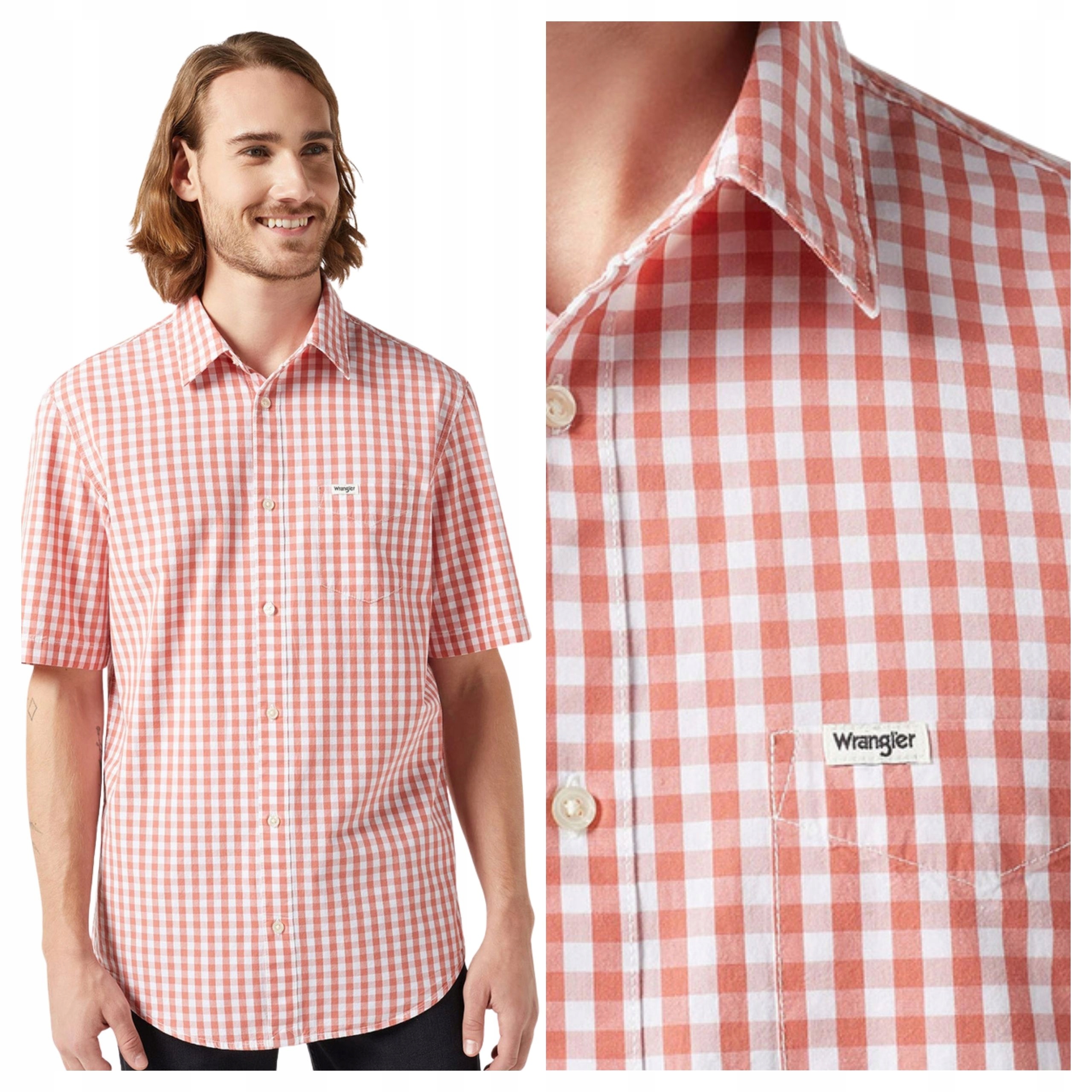 Pánská košile Wrangler Ss 1 Pocket Červená Bavlněná M