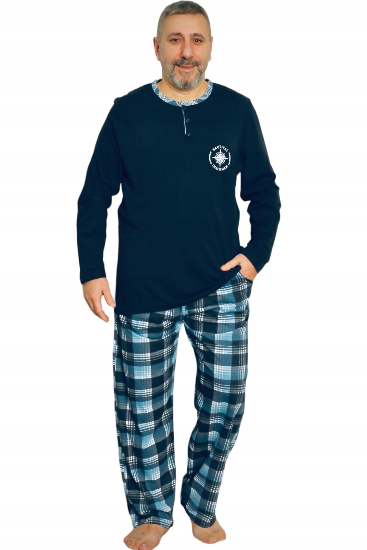 PIŻAMA MĘSKA DŁUGI RĘKAW DUŻE ROZMIARY/BAWEŁNA Marka La Penna