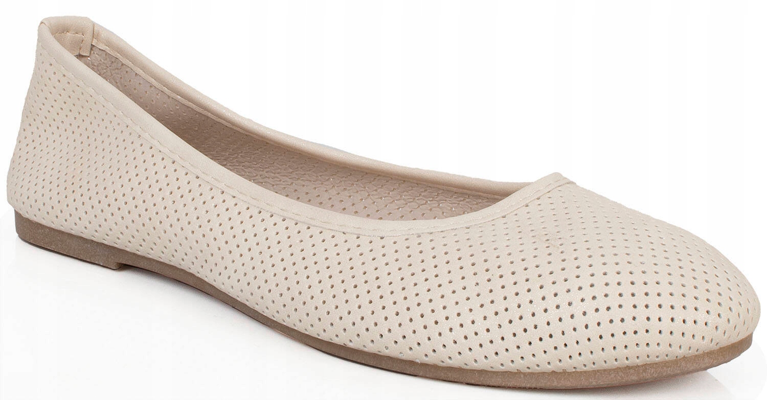 BALERINKI BEŻOWE TENISÓWKI AŻUROWE SLIP ON 38 Marka inna