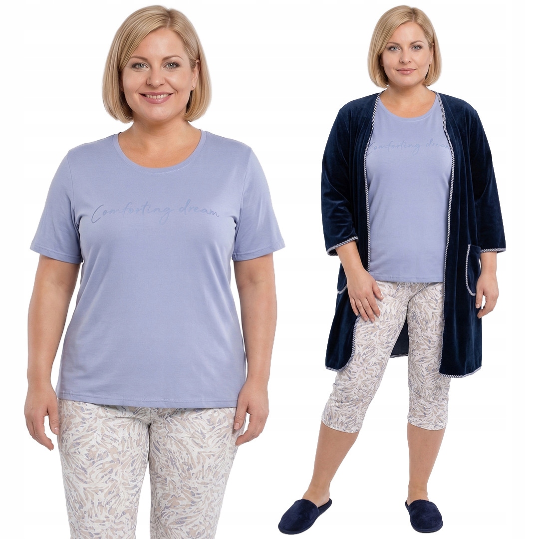 Světle fialové pyžamo s potiskem plus size velikost 48