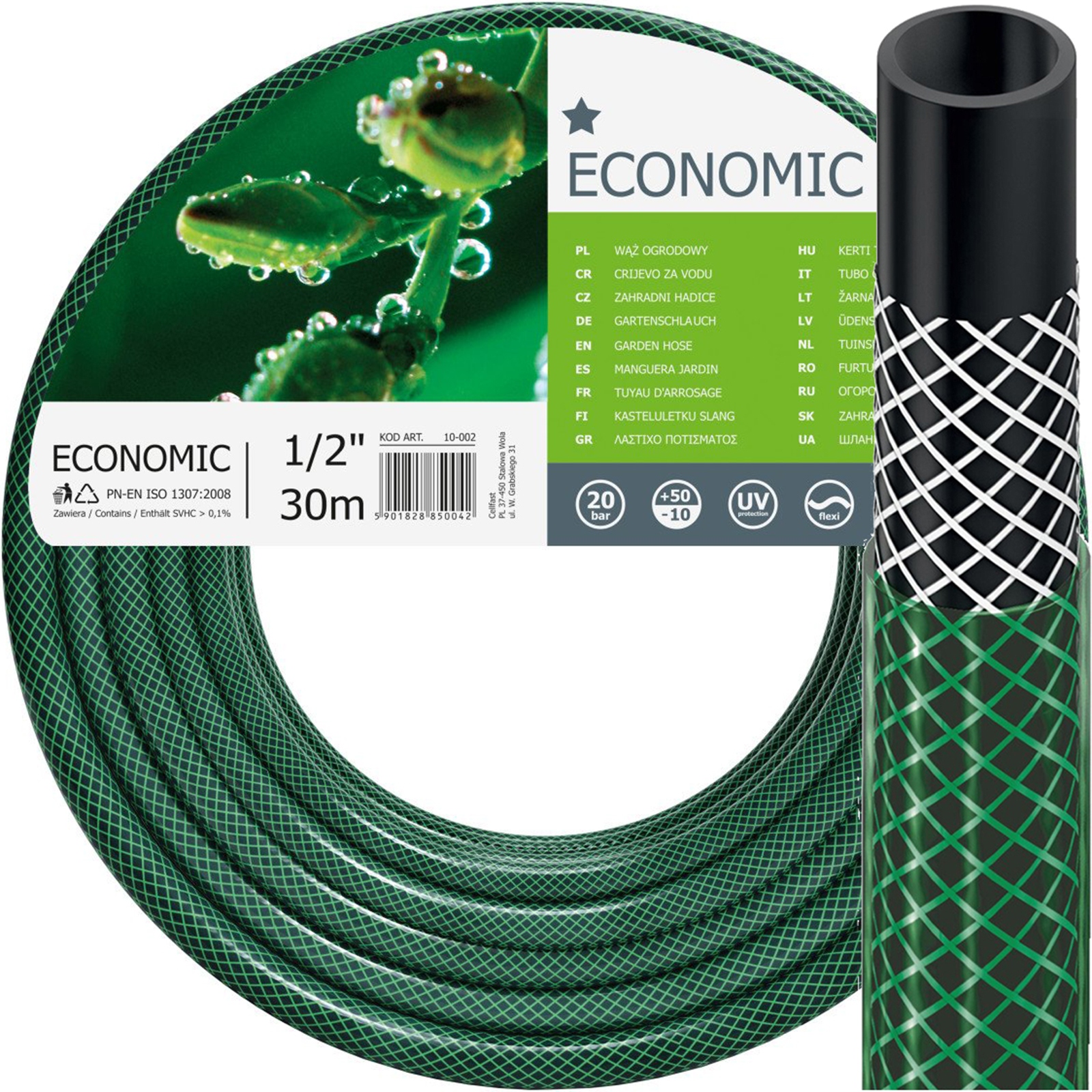 

Wąż Ogrodowy do Wody 1/2" 30m Mocny Zielony