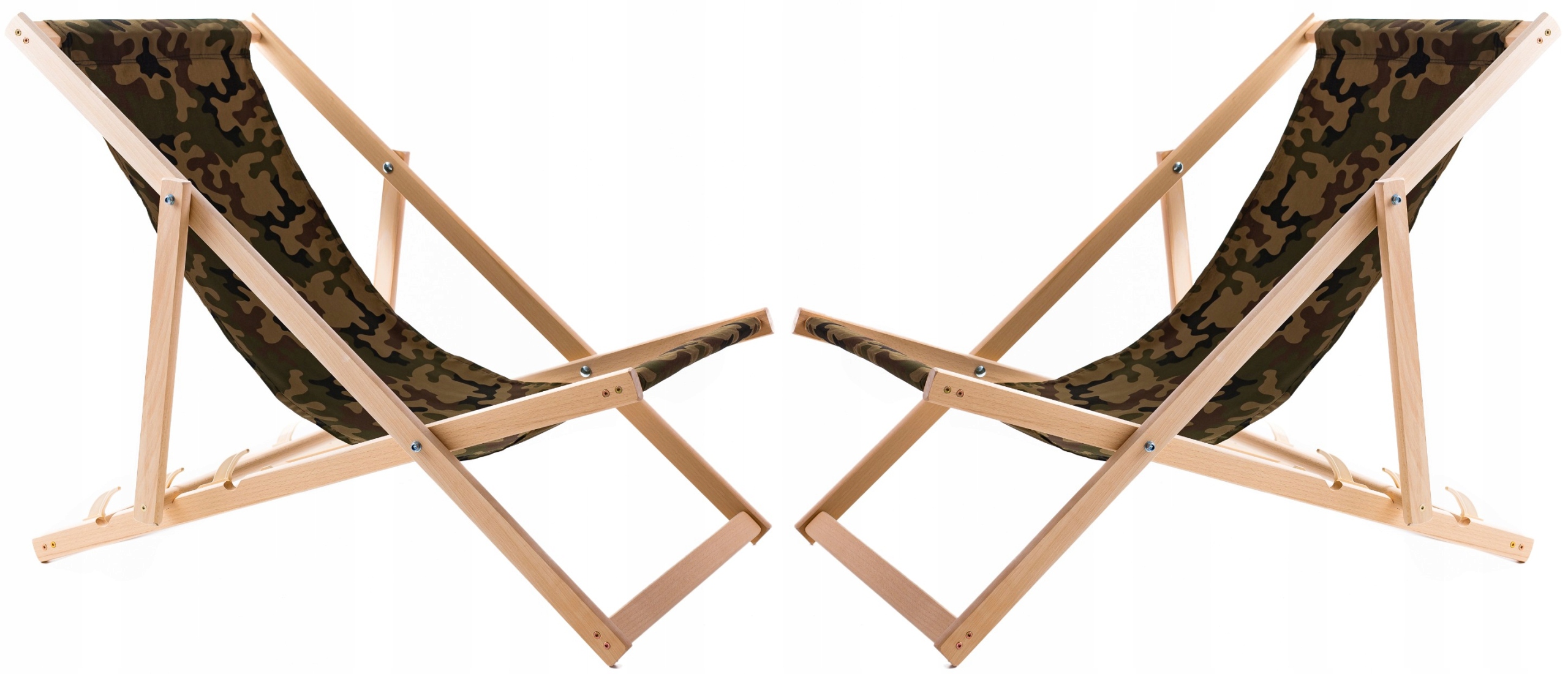 2X Ležadlo Plážové Záhradné Drevené Skladacie Woodok Moro Látka