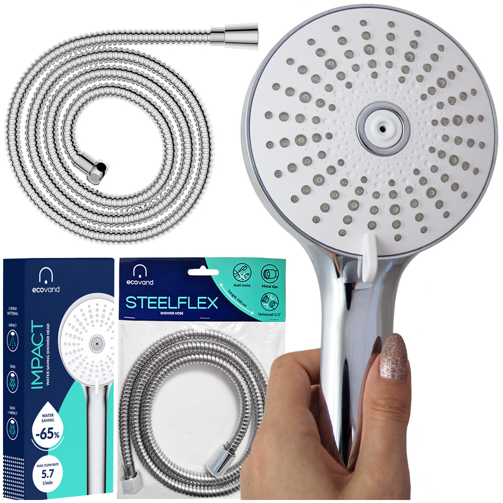 Sprchový Set s turbínou Sprchová Hlavice S Hadicí – 65 % Vody 5.7 L/M