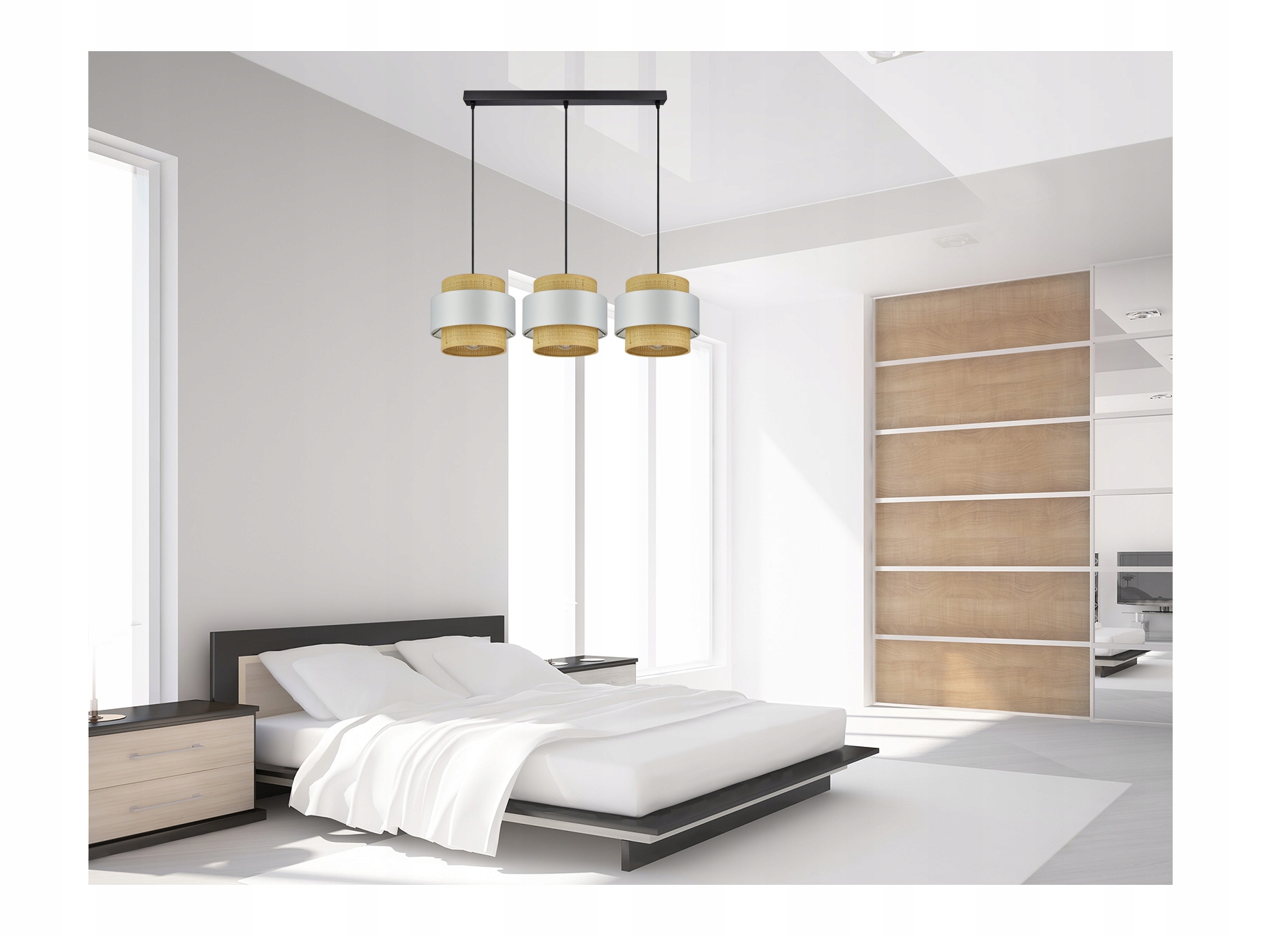 LAMPA WISZĄCA SUFITOWA ŻYRANDOL ABAŻUR Rattan Długość/wysokość 80 cm