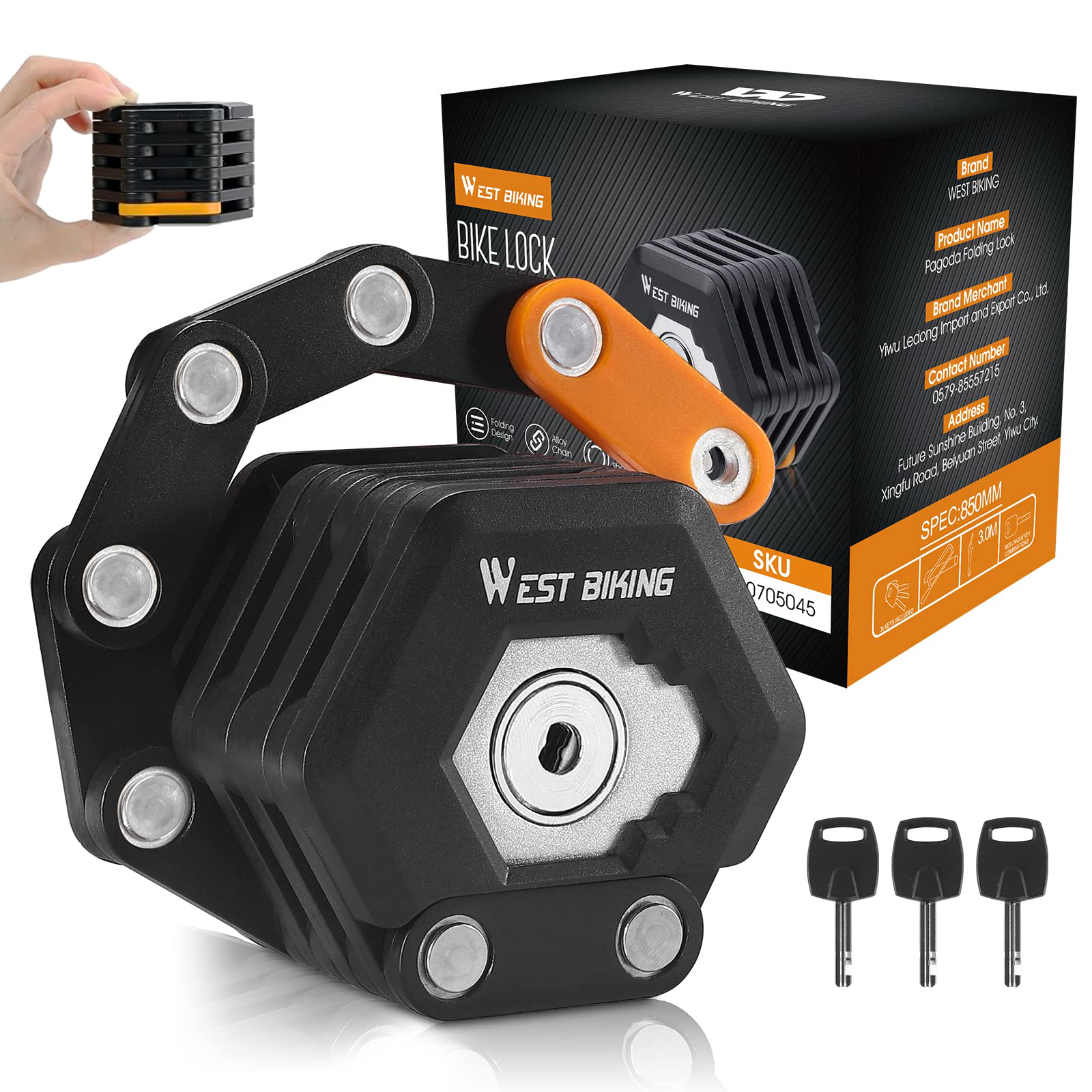 Zapięcie Rowerowe Składane Blokada Zabezpieczenie Na Klucz Utwardzana Stal