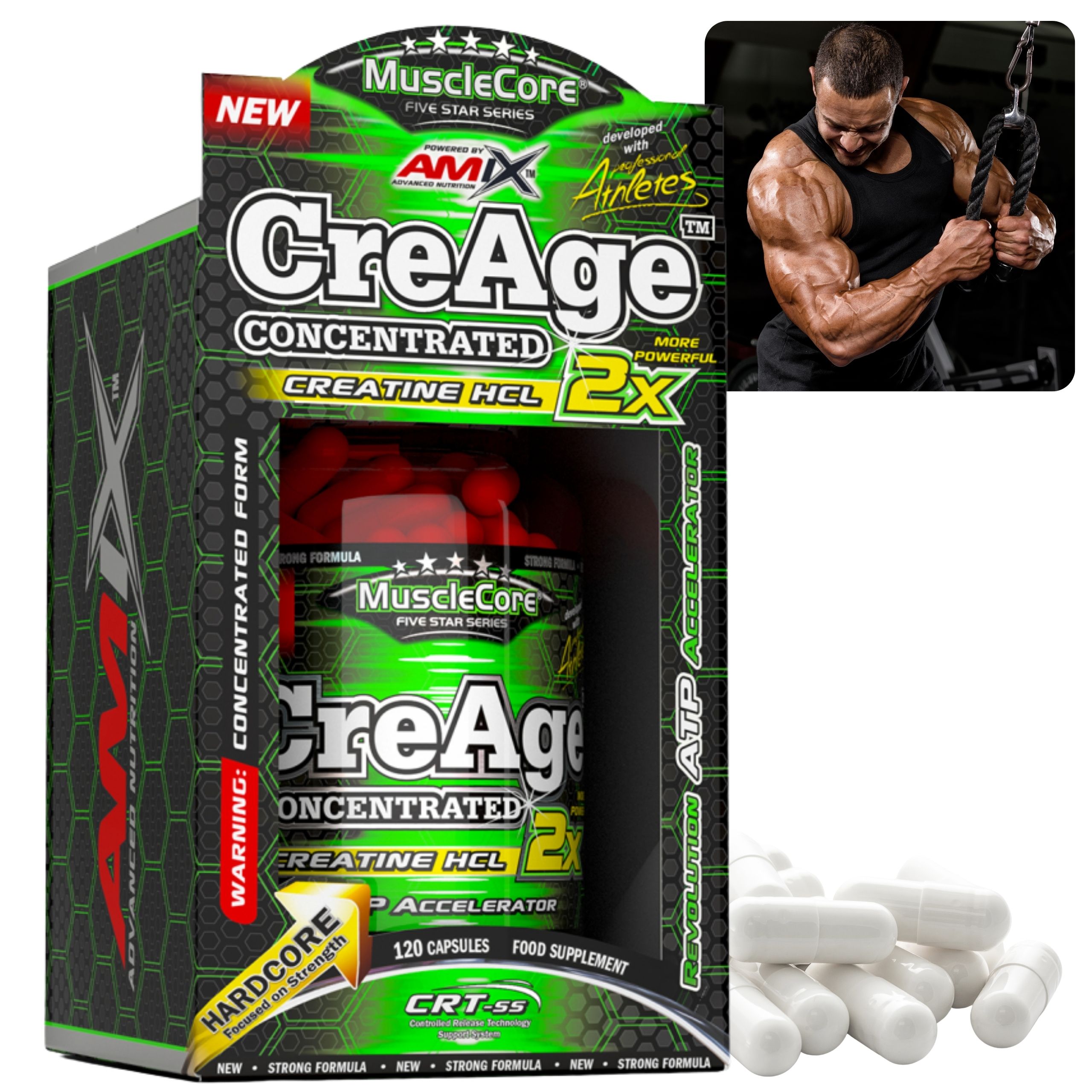 Amix CreAge Kreatin hydrochlorid Kapsle Kreatin Hcl 120 kapslí