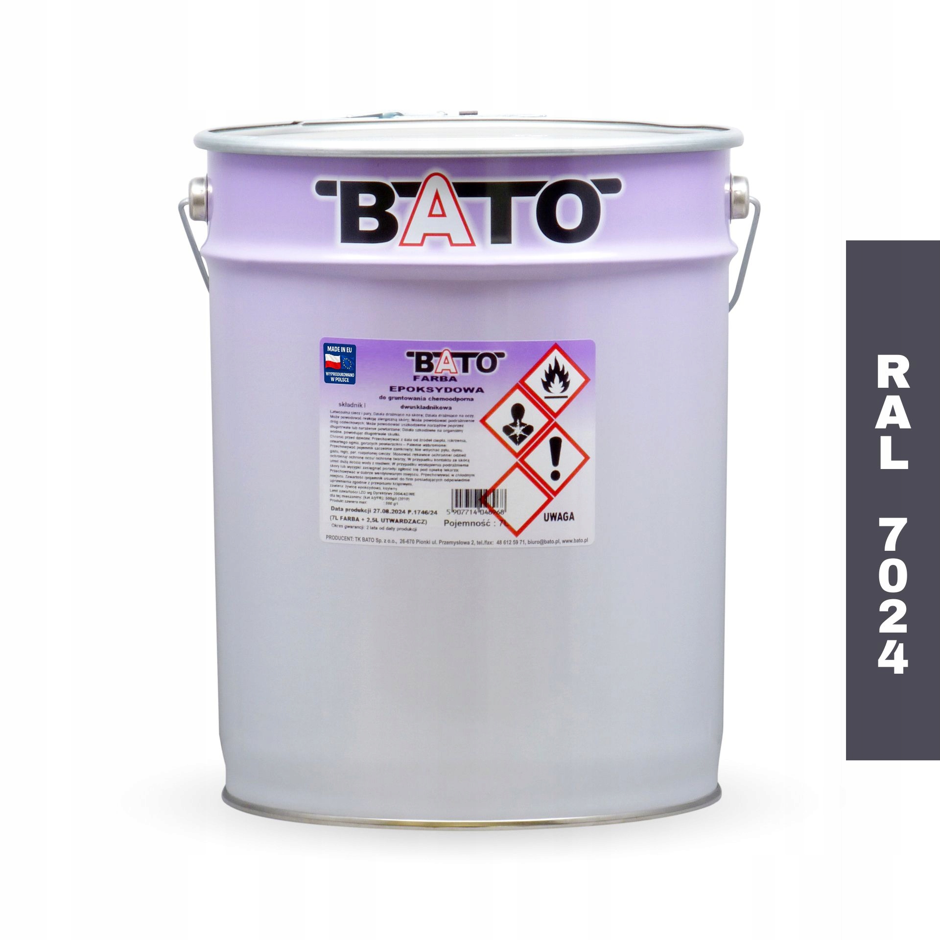 Barva pro chemorezistentní nátěr dvousložková Ral 7024 9,5L