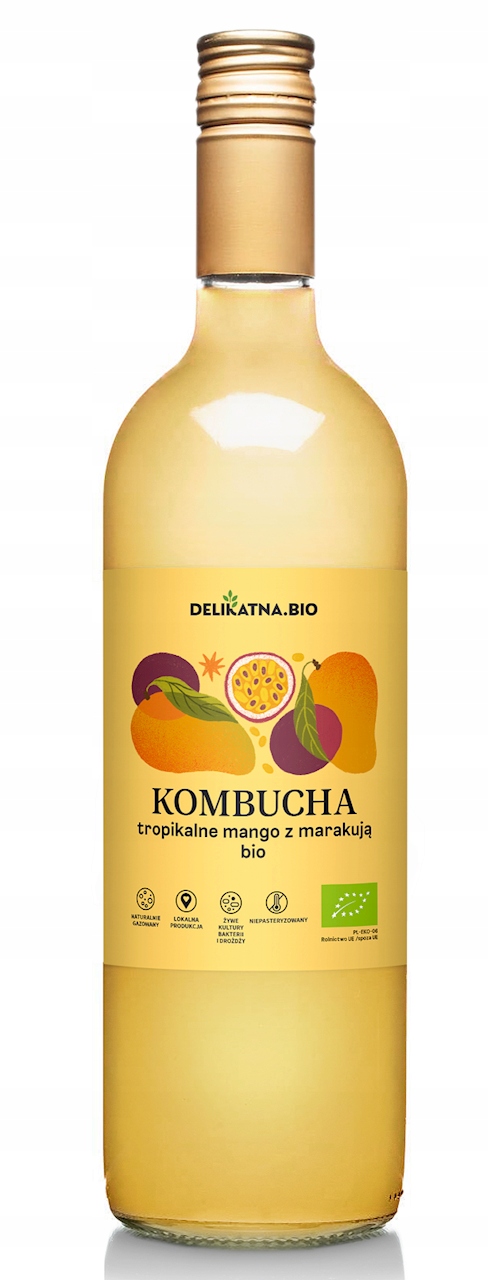 Kombucha Tropická Mango S Marakujou Bio 750 ml Jemná (zakwasownia)